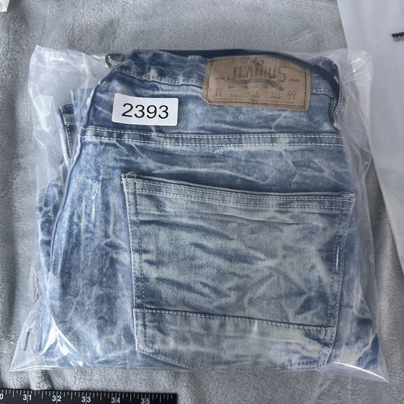 Akademiks Jeanius Skinny Jeans Mens 30X30 Moto Zipper Pockets Acid Wash Blue - Picture 13 of 13